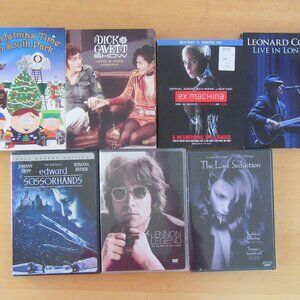 DVD (lot of 7) -Edward Scissorhands; South Park; John & Yoko; Leonard Cohen;more